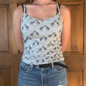 Aeropostale grey giraffe patterned tank top